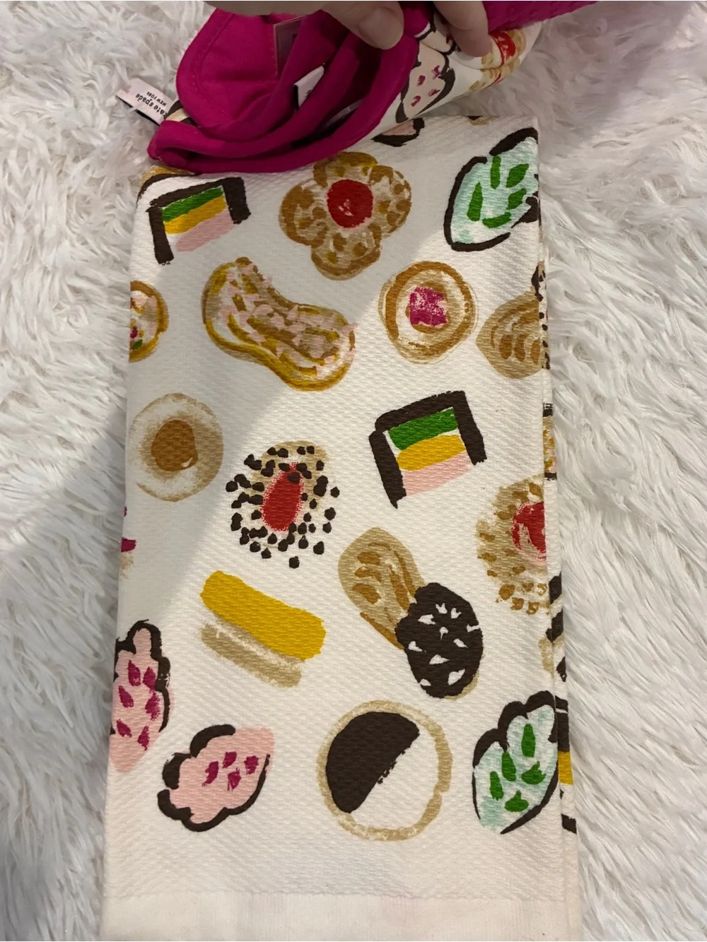 Kate Spade Eat Cake For Breakfast 3 Piece Set Towel, Oven Mitt, Pot Holder NWT